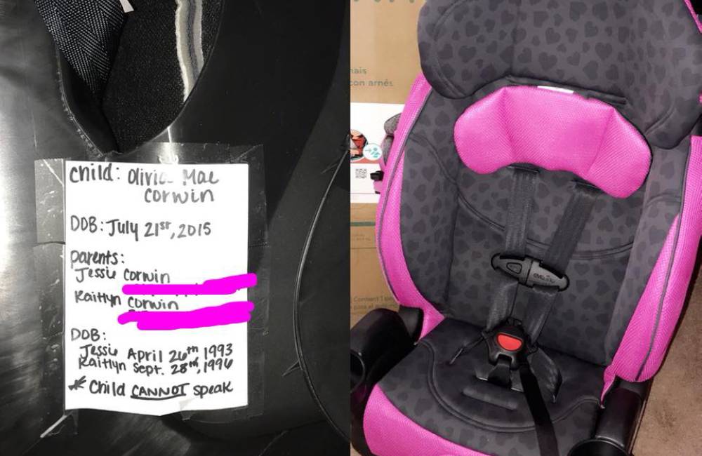 Attach Must-Know Information To Your Child’s Carseat Rose @City Area Fire Dept/Facebook