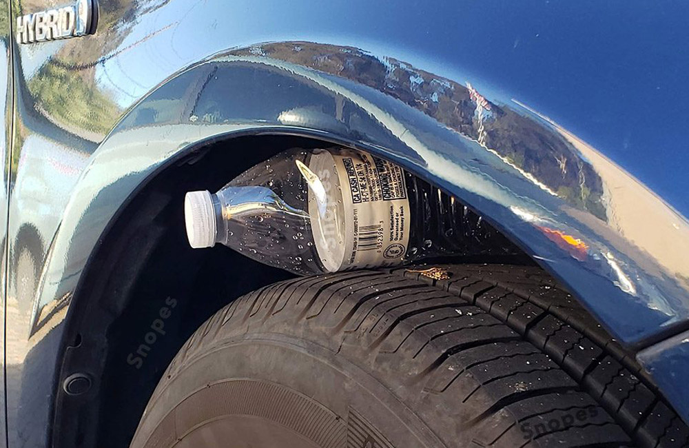 Placing A Bottle In Your Tire @snopesdotcom / Pinterest.com